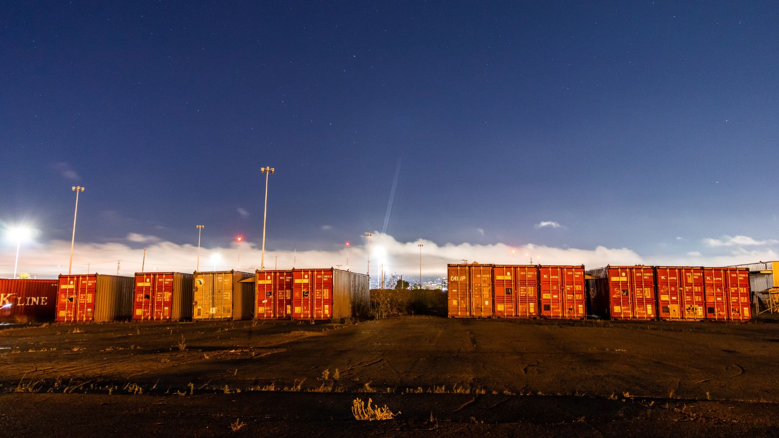 rows of shipping containers in a Kansas City area container yard