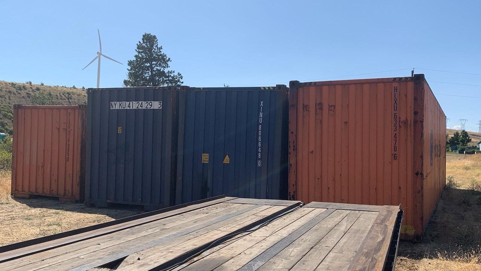 used shipping containers graded for sale in a Kansas City yard